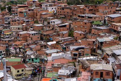 High angle view of buildings in city