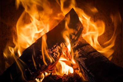 Close-up of bonfire at night