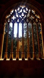 Low angle view of ornate window in building