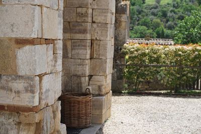 View of stone wall of building