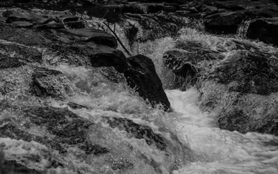 Water flowing through rocks