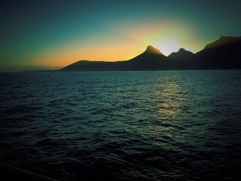 Scenic view of sea at sunset