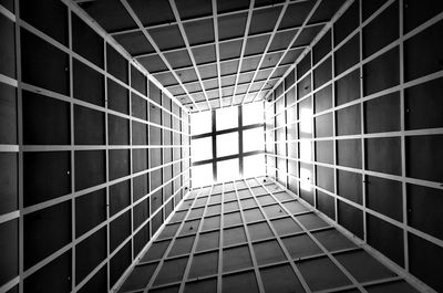 Low angle view of skylight in building