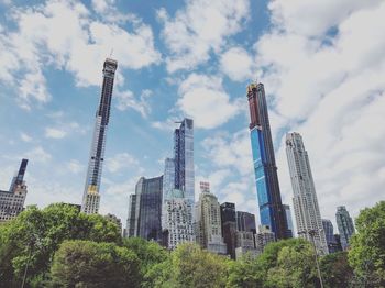 Low angle view of modern buildings against sky