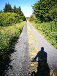 Shadow of man on road