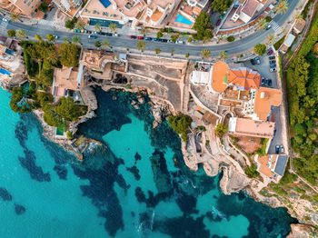 Aerial view on the island mallorca, port and sea, town palma-de-mallorca.