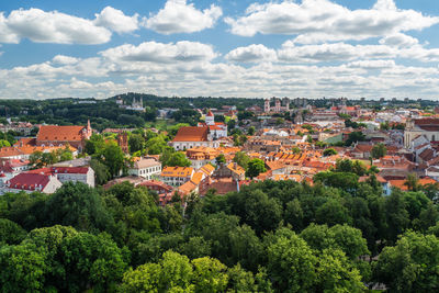 Beautiful view to vilnius old town from gediminas castle tower view