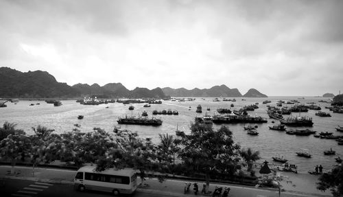 High angle view of sea against sky