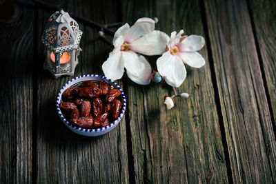 High angle view of food on table