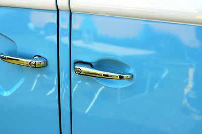 Close-up of vintage car doors