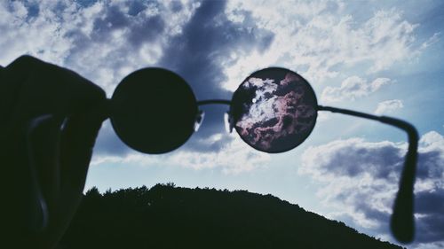 Low angle view of basketball hoop against sky