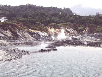 Scenic view of waterfall in forest