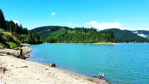 Scenic view of lake against clear sky