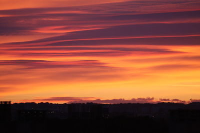 Silhouette buildings against sky during sunset