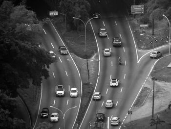 High angle view of cars on road