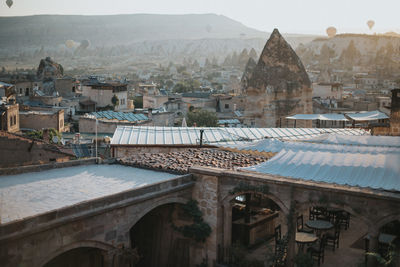 High angle view of buildings in city