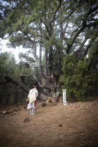 Rear view of woman walking in park