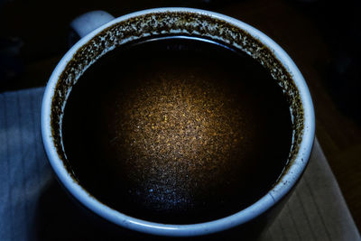 High angle view of coffee on table