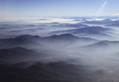 Scenic view of mountains against sky