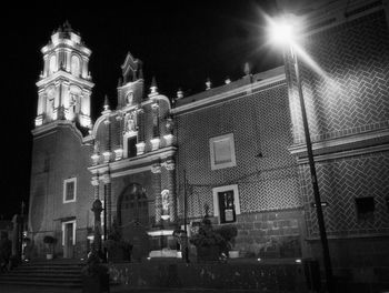 Low angle view of building at night