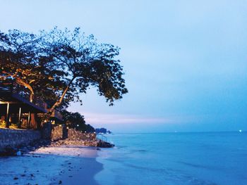 Scenic view of sea against clear sky