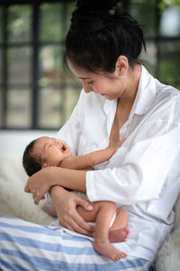 Mother and baby girl