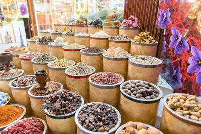 Food for sale at market stall