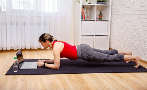 Balance, calmness and relax. young attractive woman practicing yoga.