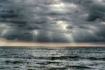 Scenic view of sea against cloudy sky