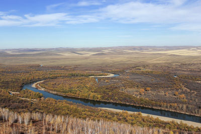 High angle view of landscape against sky