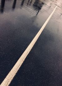 High angle view of zebra crossing on road