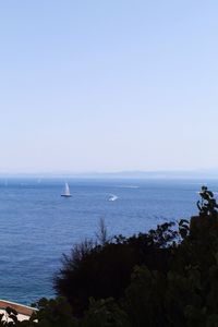 Scenic view of sea against clear sky