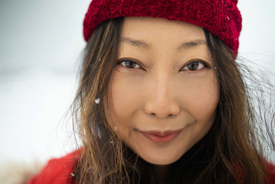 Lifestyle asian woman portrait in winter
