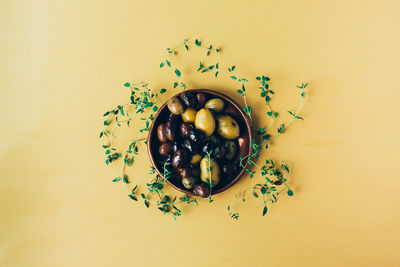 High angle view of fruit on table