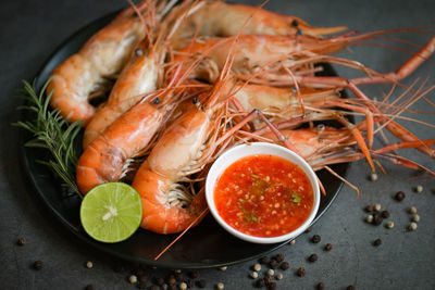 Close-up of seafood in plate