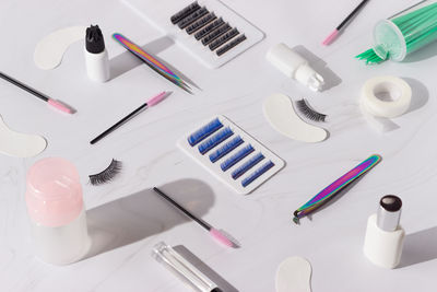 High angle view of pen on table