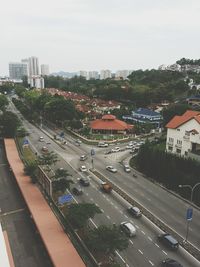 High angle view of traffic on road