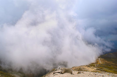 Scenic view of landscape against cloudy sky