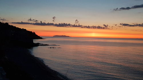 Scenic view of sea against sky during sunset