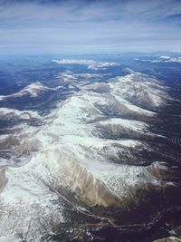 High angle view of snow covered mountain