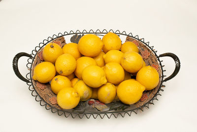 High angle view of fruits in basket