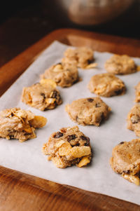 Close-up of cookies on table