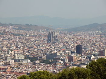 High angle view of buildings in city