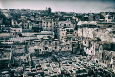 High angle view of townscape against sky