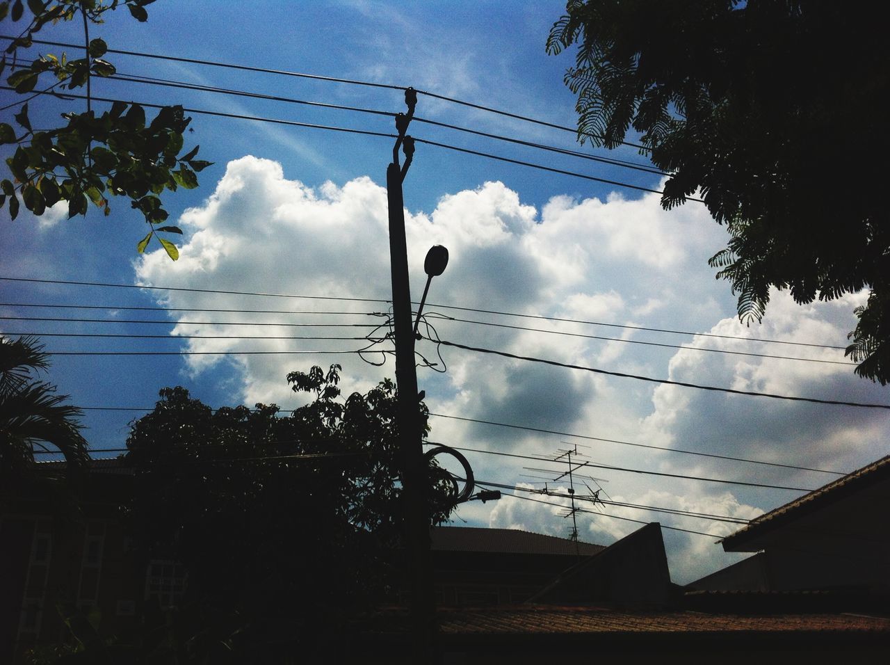 LOW ANGLE VIEW OF SILHOUETTE POWER LINES AGAINST SKY