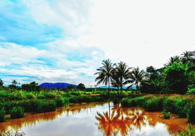 Scenic view of lake against sky