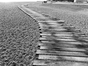 High angle view of boardwalk on field