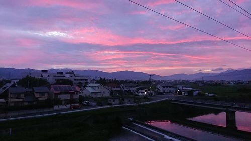 Scenic view of mountains against sky during sunset