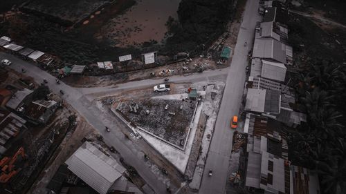 High angle view of city street