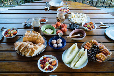 Close-up of fruits served on table